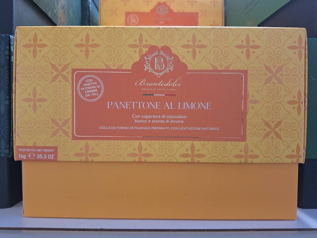 Bronte Dolci Panettone Limone con vaso crema Astuciato 1kg